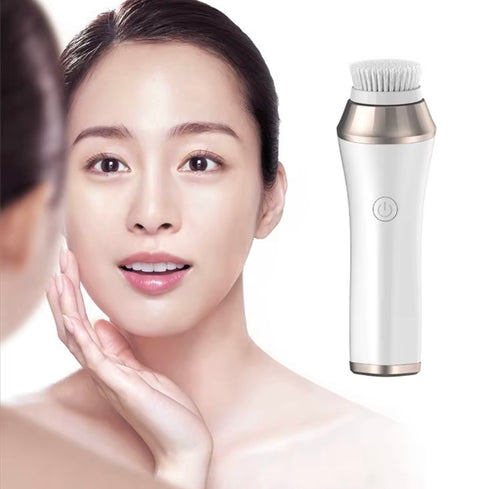 White facial cleansing brush beauty device