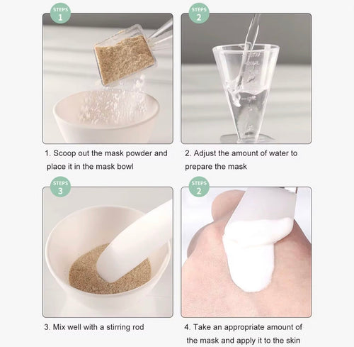 Facial mask mixing kit step by step measuring mixing and application guide