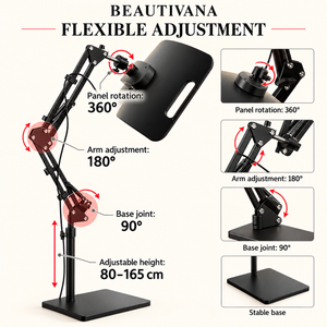 Beautivana adjustable LED light panel stand rotation height and stable base features