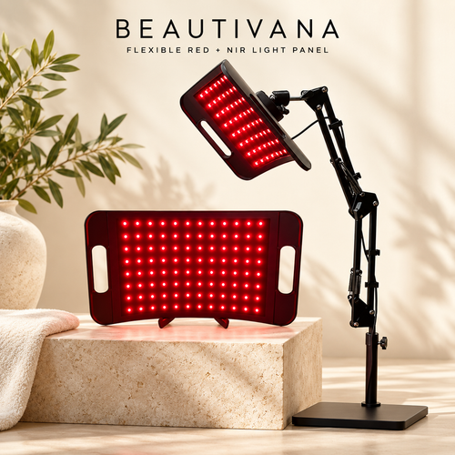 Beautivana adjustable red and near-infrared LED light panel with floor stand