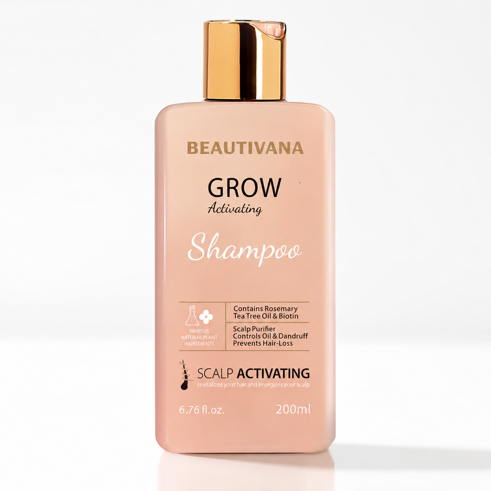Beautivana Grow Activating Shampoo 200 ml bottle on white background