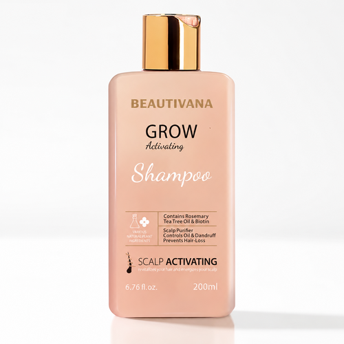 Beautivana Grow Activating Shampoo 200 ml bottle on white background