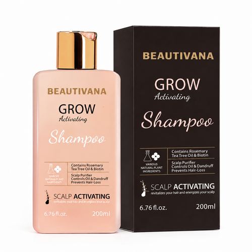 Beautivana Grow Activating Shampoo bottle and retail box