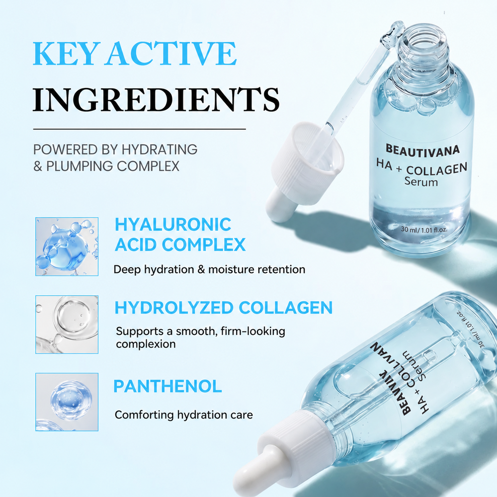 Beautivana HA and Collagen Serum featured ingredients