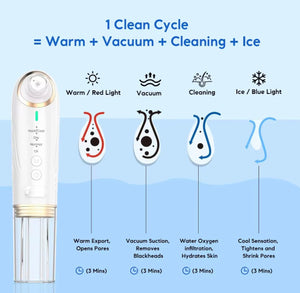 Hot and cold pore cleanser warm vacuum cleaning and cooling cycle