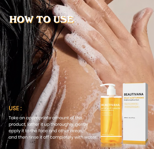 How to use Beautivana Kojic Acid Turmeric Brightening Body Wash
