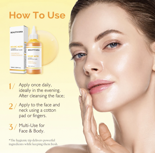 How to use Beautivana Kojic Acid Turmeric Resurfacing Toner