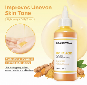 Beautivana Kojic Acid Turmeric Toner benefits for uneven skin tone