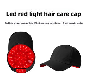 LED scalp care cap showing illuminated interior light panel