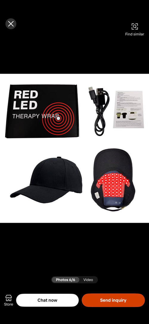 LED scalp care cap kit with cap light insert USB cable packaging and instructions