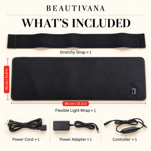 Beautivana flexible light mat kit contents and dimensions