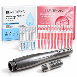 Beautivana nano water light pen with both hyaluronic acid and pink PDRN serum ampoule sets included