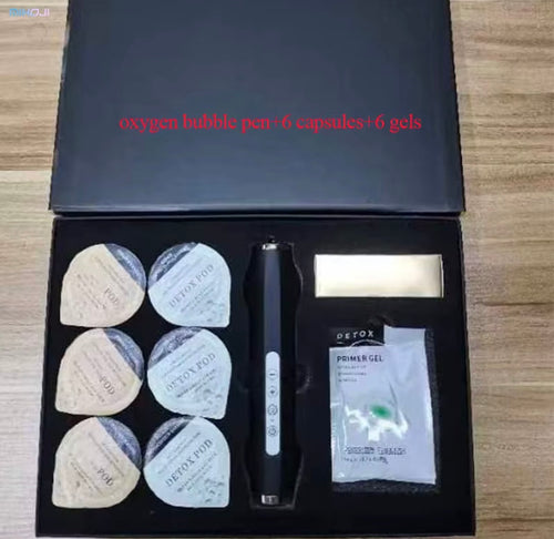 Oxygen bubble pen kit with six pods and gel packets