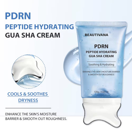 Beautivana PDRN Peptide Hydrating Gua Sha Cream, hydrating gua sha cream with peptides for soothing dry skin.