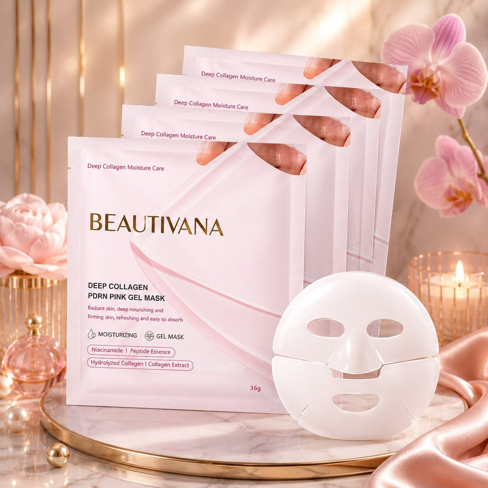 Beautivana PDRN Pink Collagen Gel Mask 4-Pack for Plump Firm Glowing Skin - Beautivana