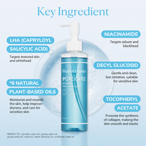 Beautivana deep cleansing oil with LHA and niacinamide