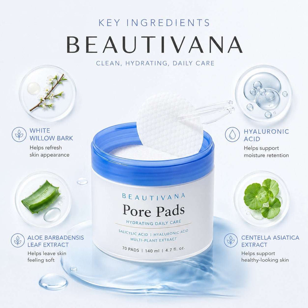 Beautivana Pore Pads – Hydrating Daily Care Toner Pads - Beautivana
