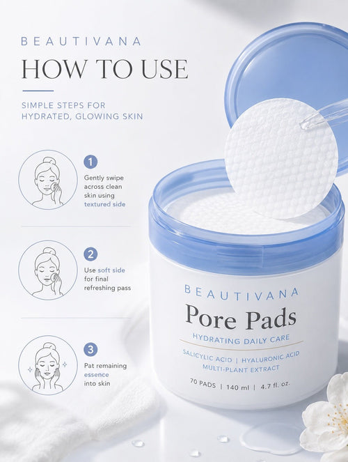 Beautivana Pore Pads – Hydrating Daily Care Toner Pads - Beautivana
