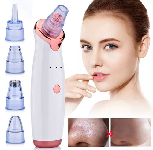 Pore vacuum facial cleansing device and interchangeable tips