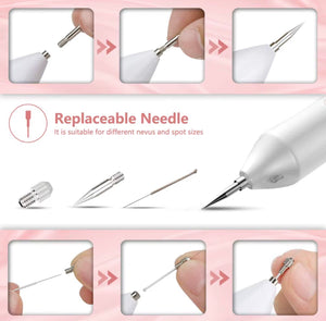 Precision beauty pen with replaceable fine tips and attachment demonstration
