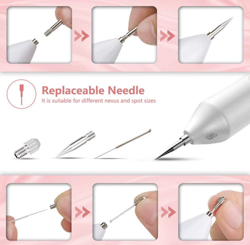 Precision beauty pen with replaceable fine tips and attachment demonstration