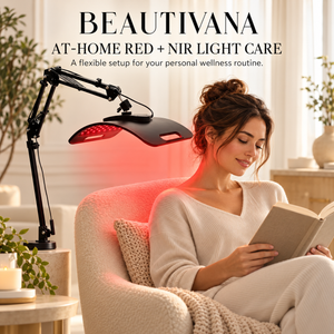 Beautivana red and near-infrared LED light panel in an at-home wellness setting