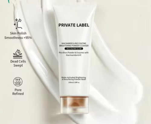 Rice enzyme powder facial cleanser with niacinamide and vitamin C