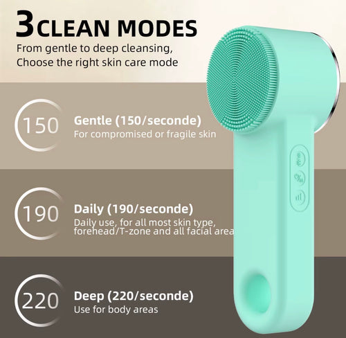 Silicone facial cleansing brush with three cleansing modes