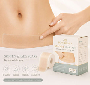 BEAUTIVANA Silicone Skin Tape – Flexible Skin Care Strips for softening and fading new and old scars, self-adhesive and reusable