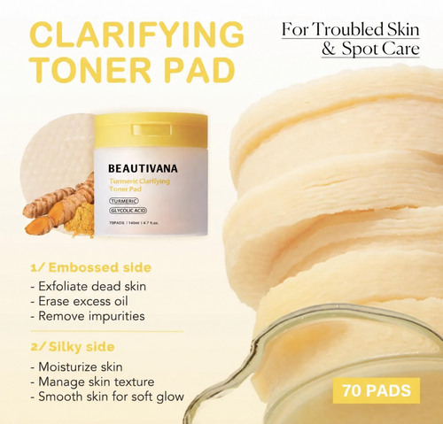 Beautivana dual texture clarifying toner pads for face and body
