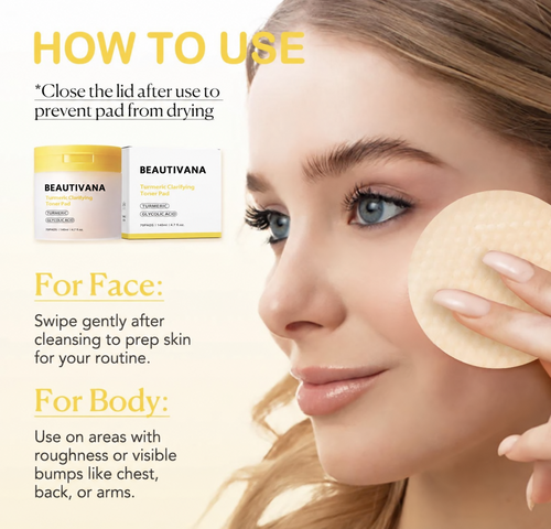 How to use Beautivana Turmeric Clarifying Toner Pads on face and body