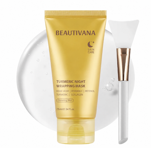 Beautivana Turmeric Night Wrapping Mask with applicator brush