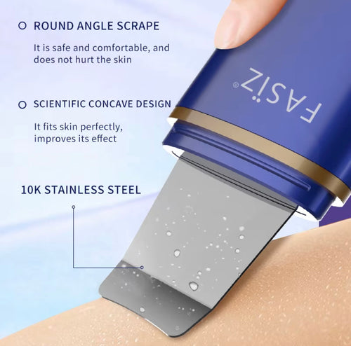Stainless steel ultrasonic skin scrubber spatula