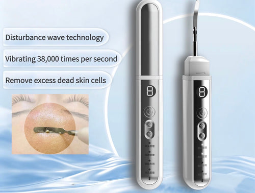 Ultrasonic skin scrubber pore care device features