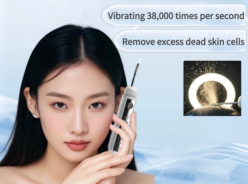 Ultrasonic skin scrubber facial pore care device in use