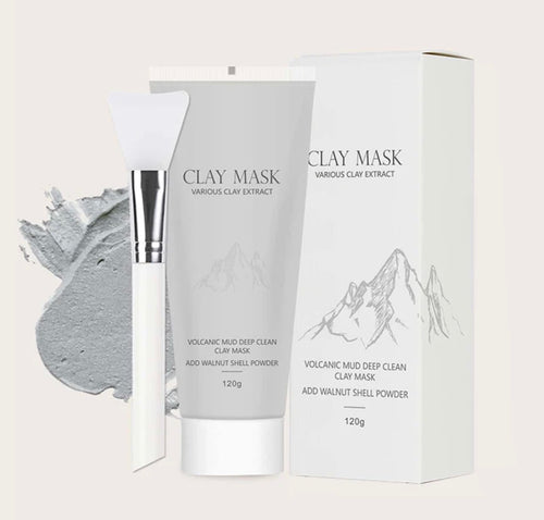 Volcanic mud deep clean clay face mask 120g with application brush