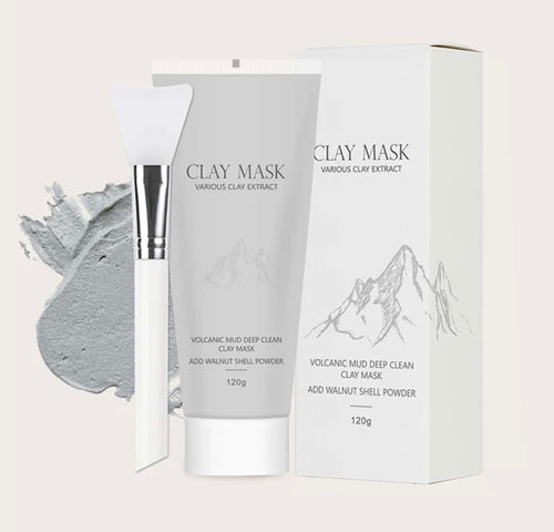Volcanic mud deep clean clay mask 120g tube box and application brush