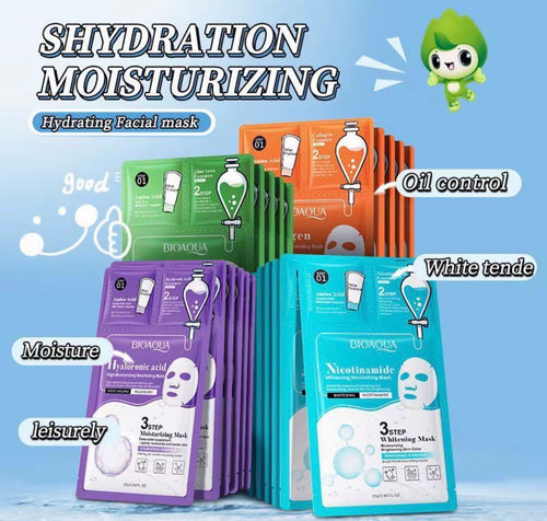 BIOAQUA 4-piece hydrating facial mask assortment