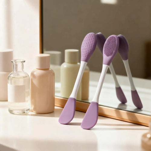 Double - Ended Silicone Exfoliating Brush for Gentle Cleansing - Beautivana