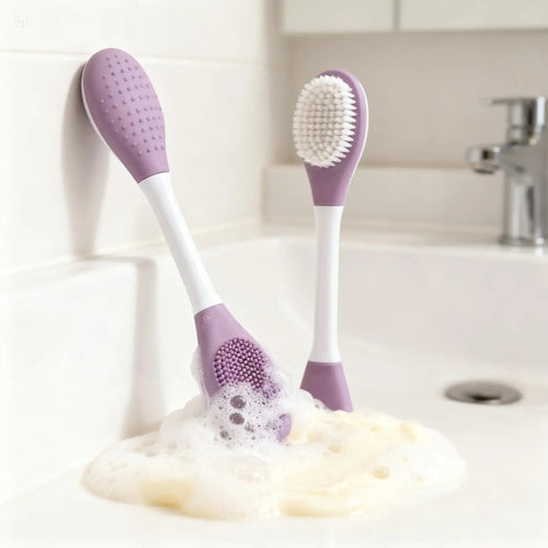 Double - Ended Silicone Exfoliating Brush for Gentle Cleansing - Beautivana