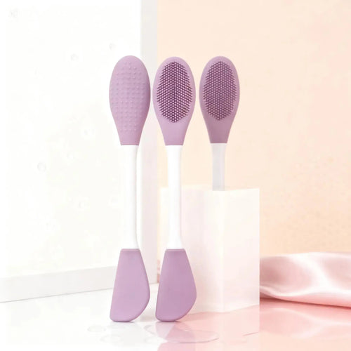 Double - Ended Silicone Exfoliating Brush for Gentle Cleansing - Beautivana