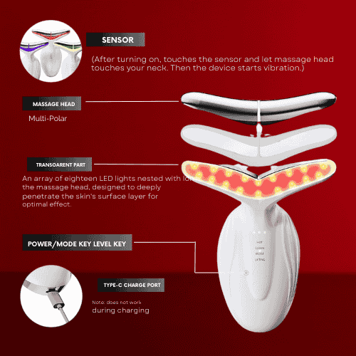EMS Neck Lifting Device with Red Light Therapy – Firm & Smooth Skin - Beautivana