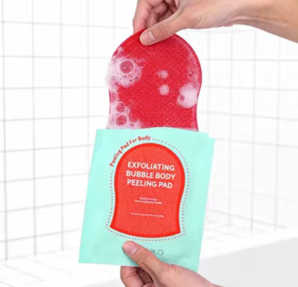 Beautivana exfoliating bubble body peeling pad in single-use package