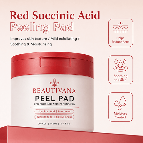 Exfoliating Toner Pads with Succinic Acid, AHA & BHA - Beautivana
