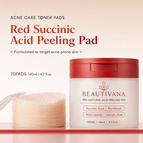Exfoliating Toner Pads with Succinic Acid, AHA & BHA - Beautivana