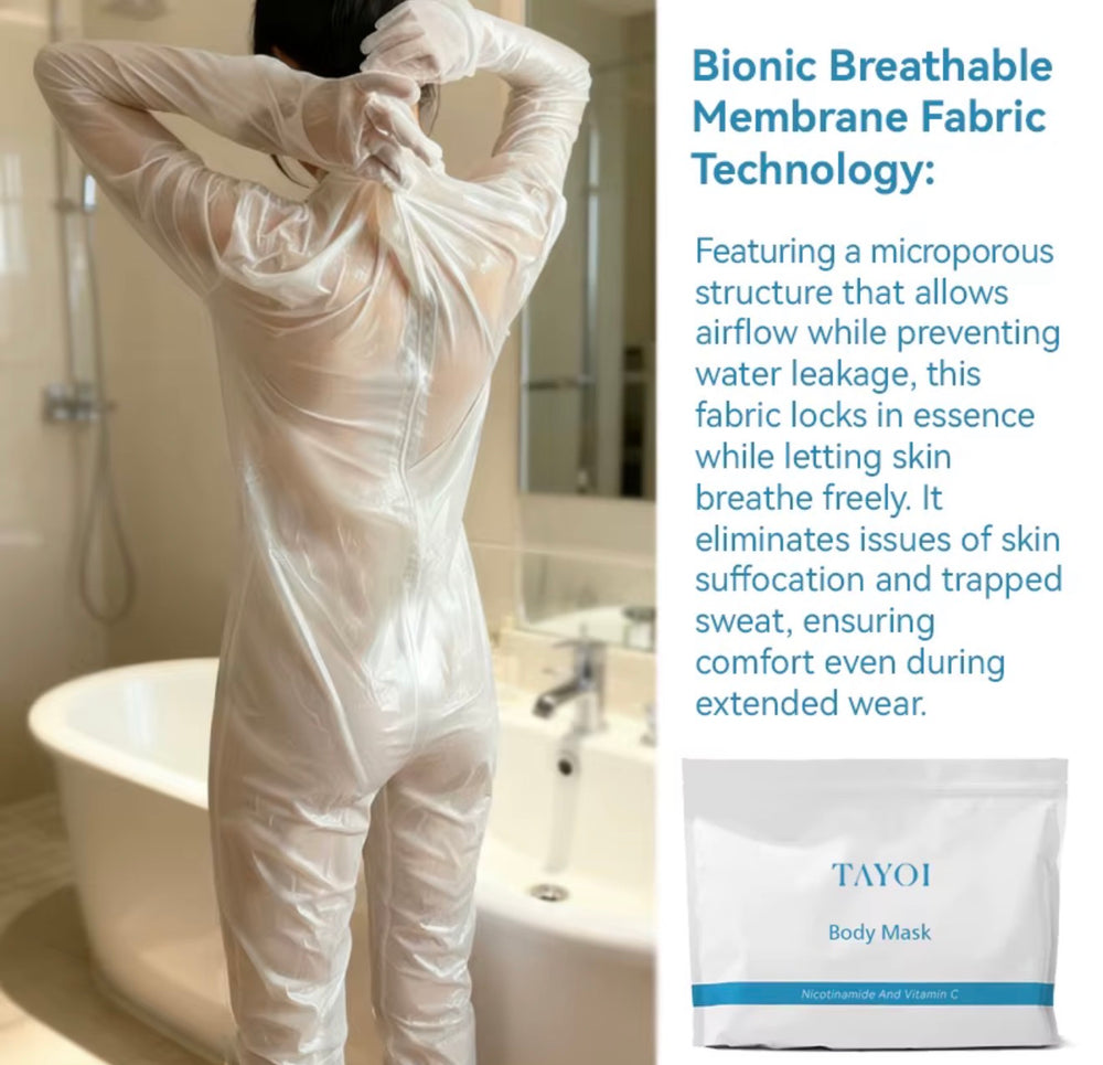 Breathable full-body membrane mask in use