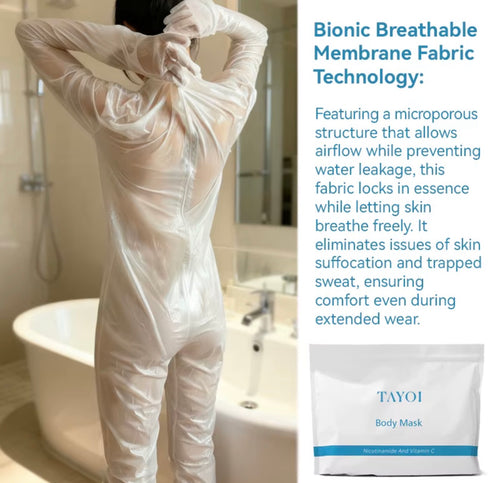 Breathable full-body membrane mask in use