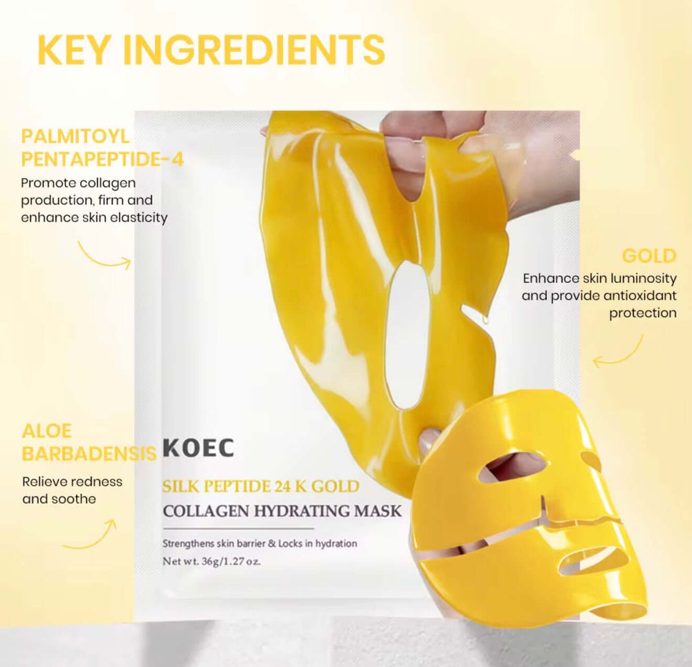 KOEC 24K Gold Collagen Hydrating Face Mask – Firming & Deep Moisture Treatment - Beautivana
