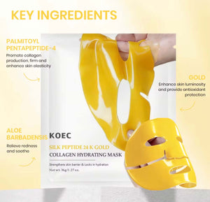 KOEC 24K Gold Collagen Hydrating Face Mask – Firming & Deep Moisture Treatment - Beautivana