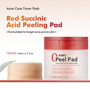 KOEC Exfoliating Toner Pads with Succinic Acid, AHA, BHA (70 - Beautivana